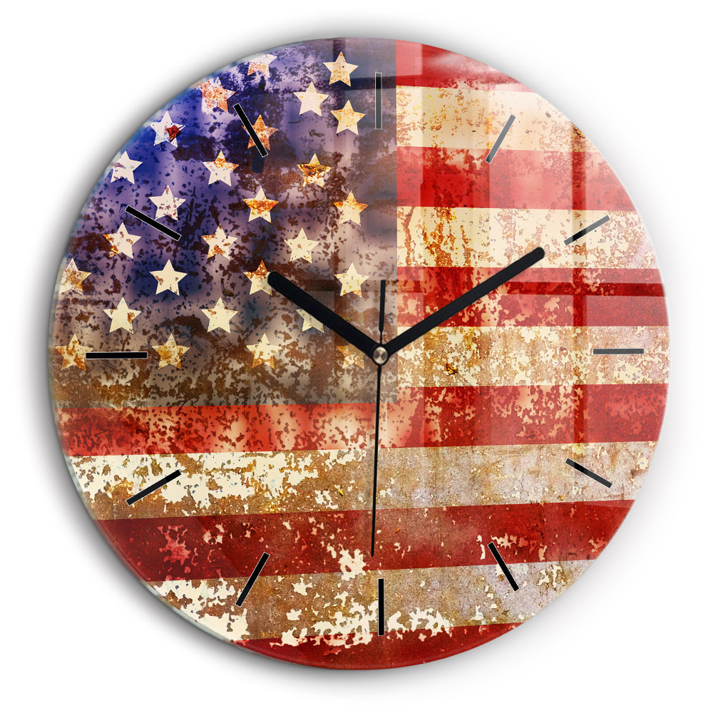 Kerek falióra 60cm Amerikai zászló vintage stílusban