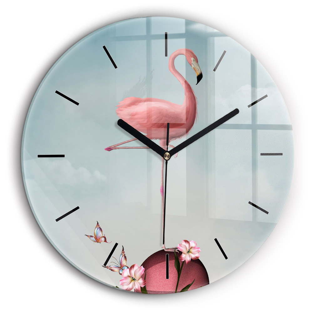 Kerek üvegóra 60cm Szürrealista flamingó