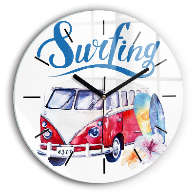 Kerek üvegóra 60cm Autó és tábla Szörfözés