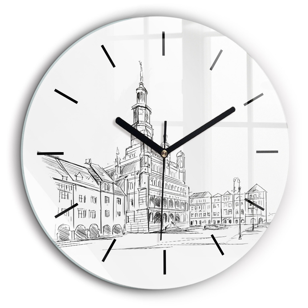Kerek falióra 60cm Poznań óvárosának vázlata