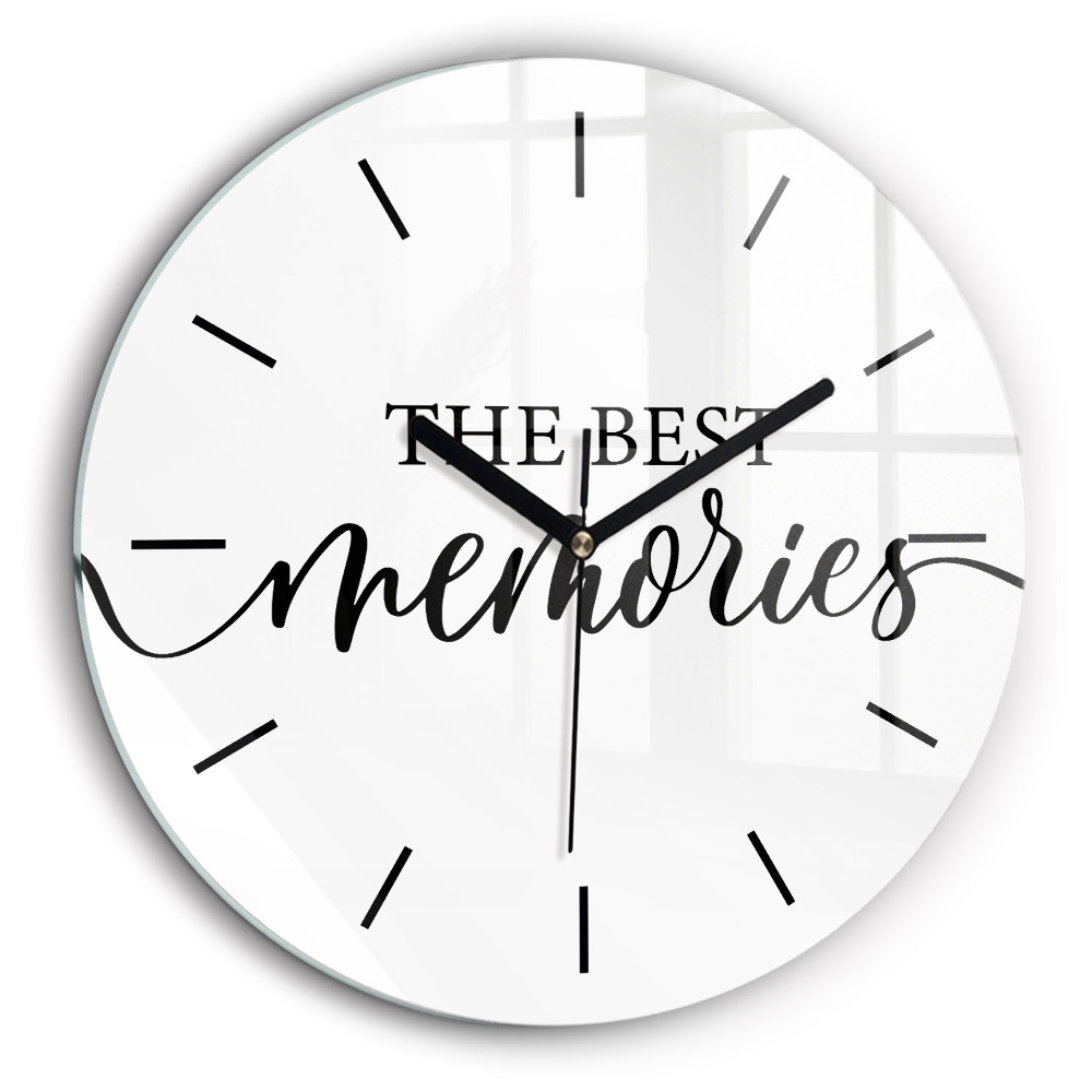 Egyedi üvegóra kerek 60cm Emlékek felirat