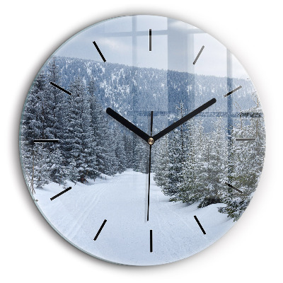 Kerek fali üvegóra 60cm Cseh óriás hegyek télen