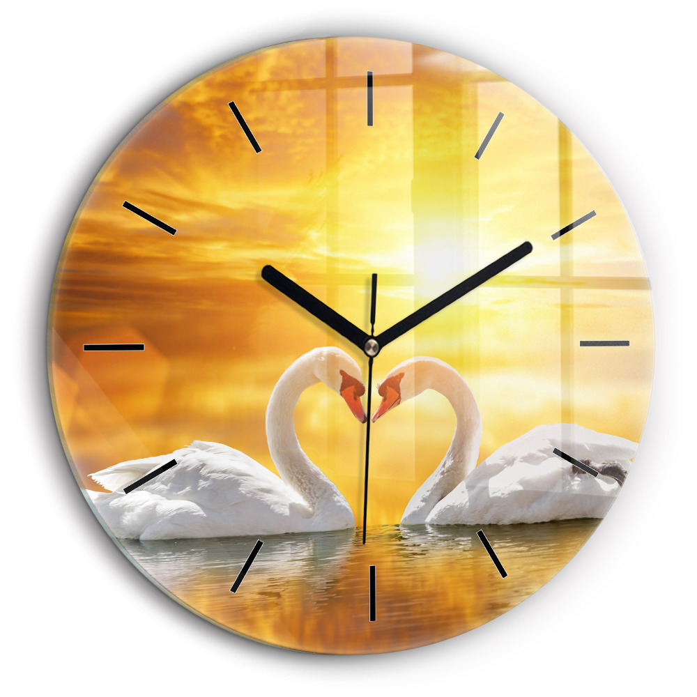 Fali üvegóra kerek 60cm Szerelmes hattyúk