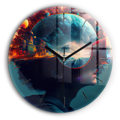 Kerek fali üvegóra 60cm Futurisztikus világ