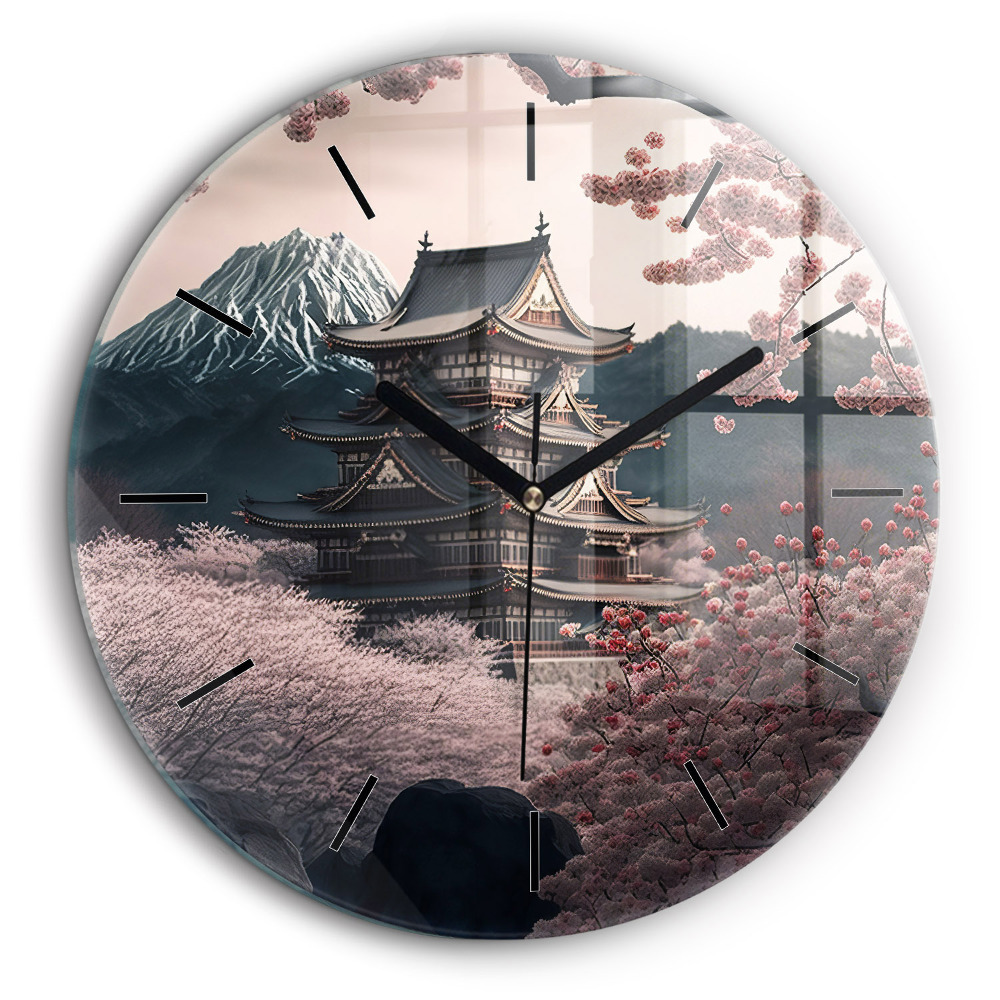 Fali üvegóra kerek 60cm Torony és virágok Ázsiában