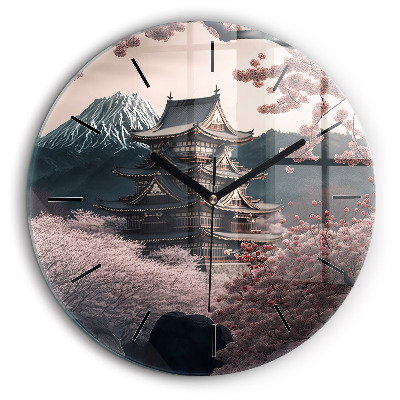 Fali üvegóra kerek 60cm Torony és virágok Ázsiában