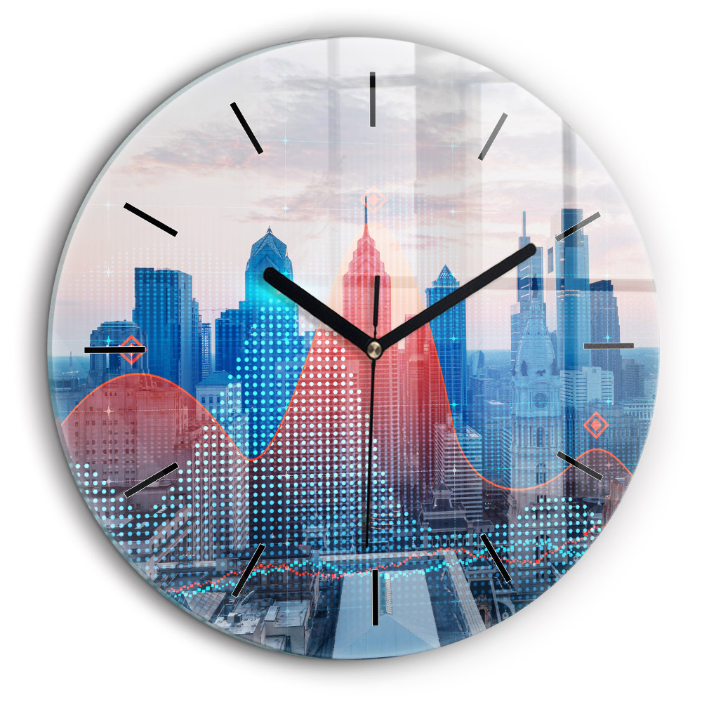 Egyedi üvegóra kerek 60cm Felhőkarcolók Philadelphiában