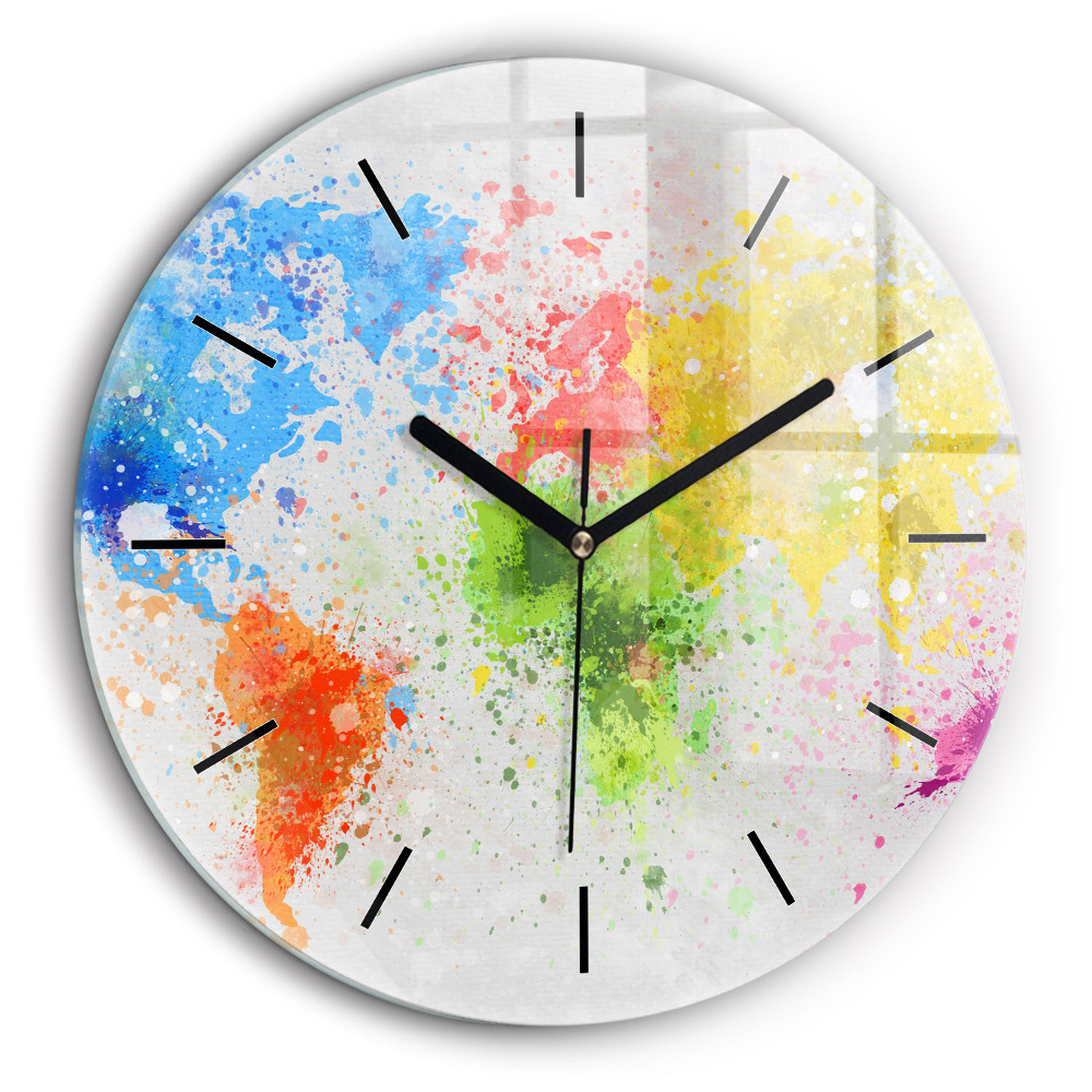 Kerek üvegóra 60cm Világtérkép papíron