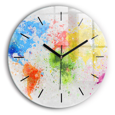 Kerek üvegóra 60cm Világtérkép papíron