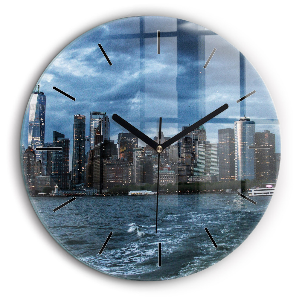 Egyedi üvegóra kerek 60cm Panoráma New York