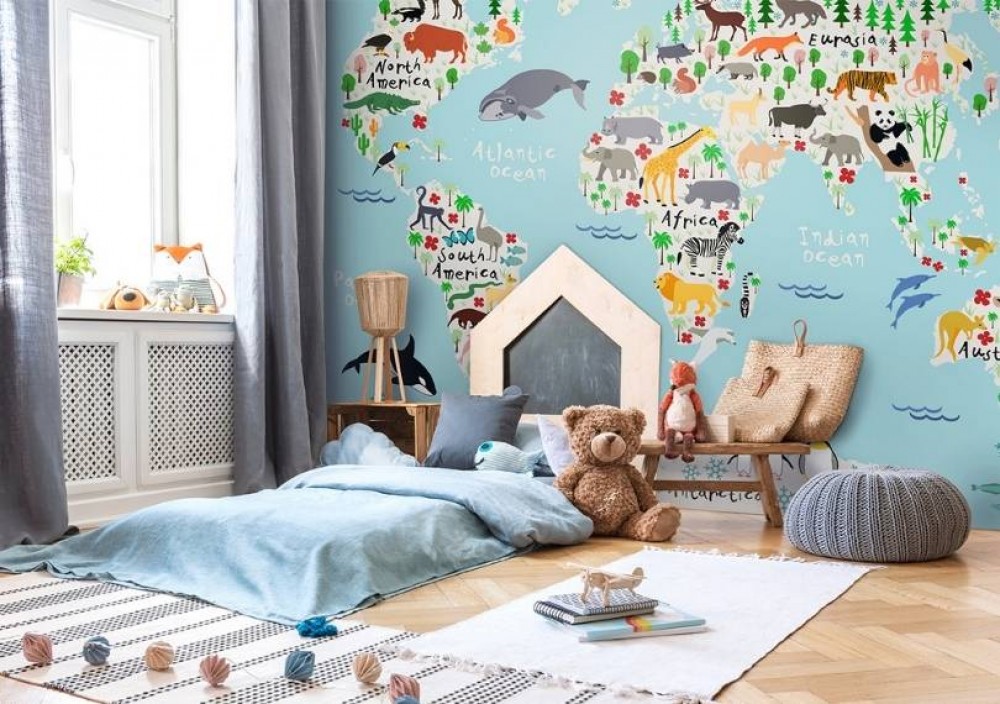 tapéta térkép a világról egy gyermek számára